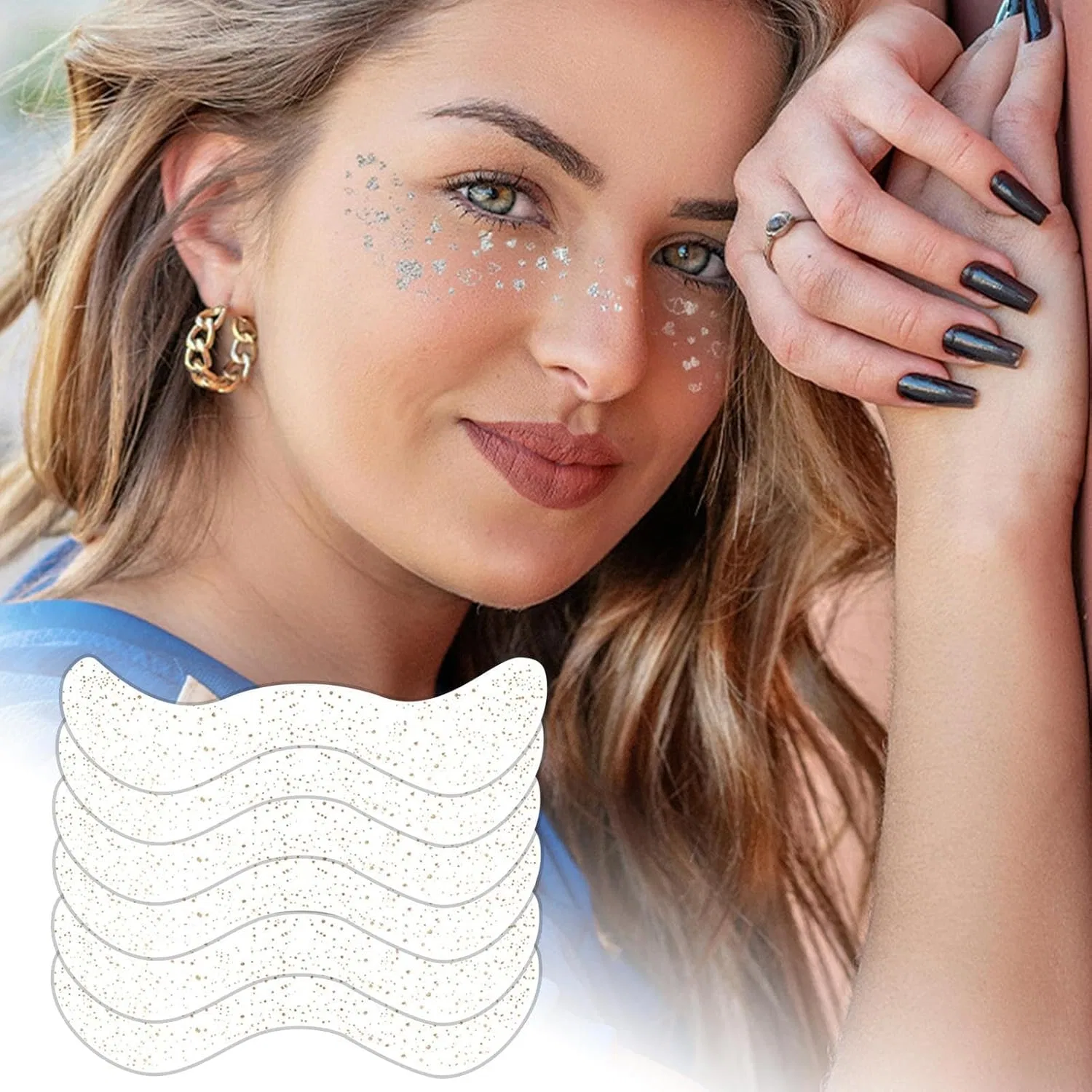 Наклейки для лица Sticker Face Sheet, водонепроницаемые, 6 шт., разноцветные — фото 2