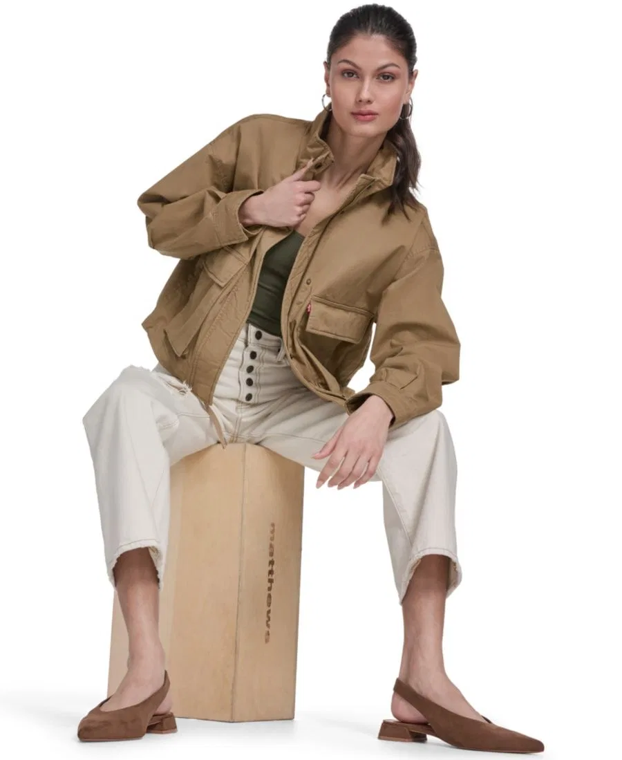 Женская укороченная куртка из армейской одежды Levi's, Camel — фото 3