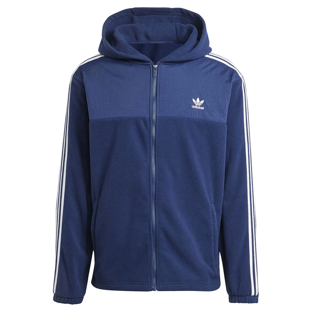 Толстовка adidas Originals Adicolor 3 Stripes Teddy Fleece full zip, синий — фото 3
