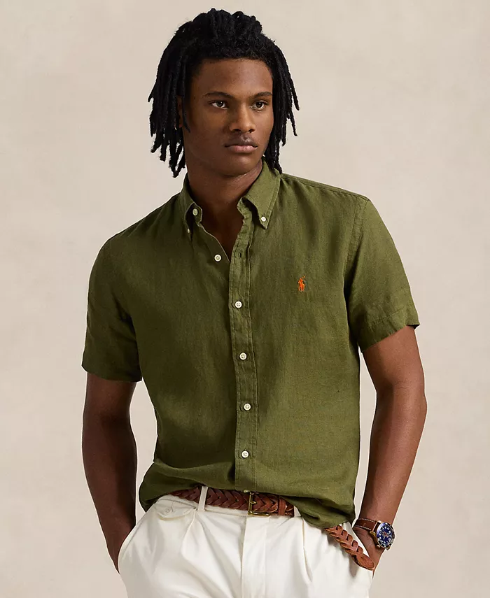 

Мужская классическая льняная рубашка Polo Ralph Lauren, зеленый
