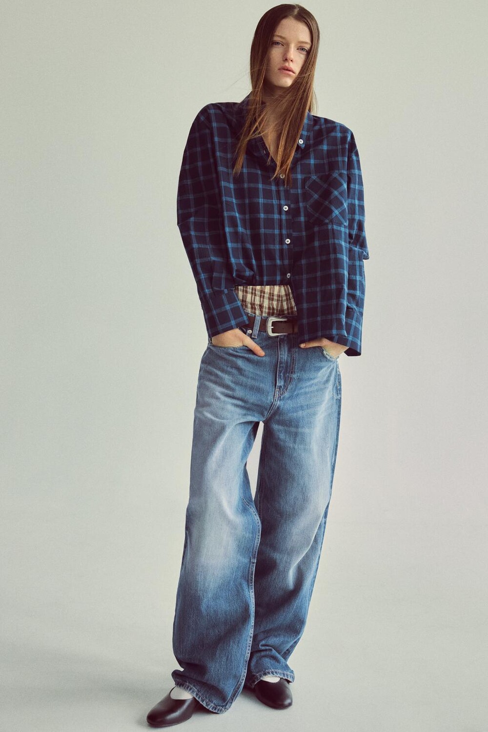 

Рубашка в клетку ZARA, блюз