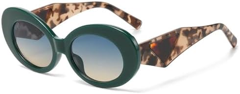 

Ретро овальные солнцезащитные очки с контрастными цветами для женщин, модные мужские солнцезащитные очки с градиентным переходом цвета и защитой от УФ-излучения UV400 MTZJH, Green