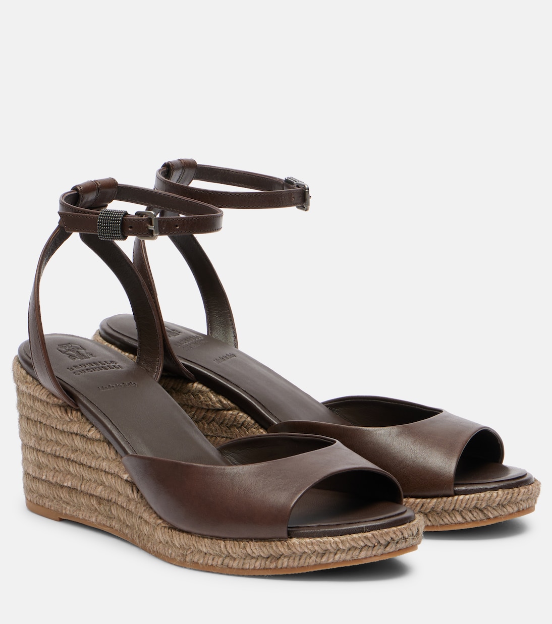 Кожаные эспадрильи на платформе Brunello Cucinelli, Chocolate Brown