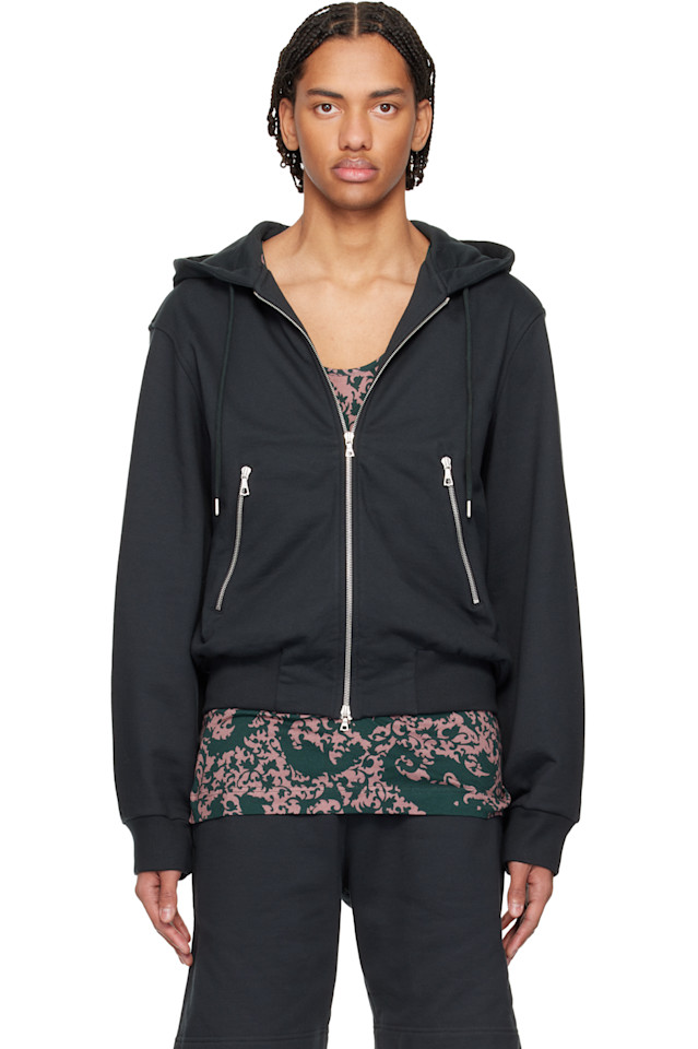 

Dries Van Noten Черная свободная толстовка на молнии