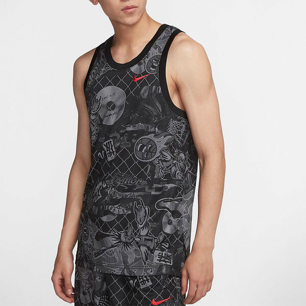 Спортивная футболка street graffiti basketball sports vest black Nike, черный — фото 4