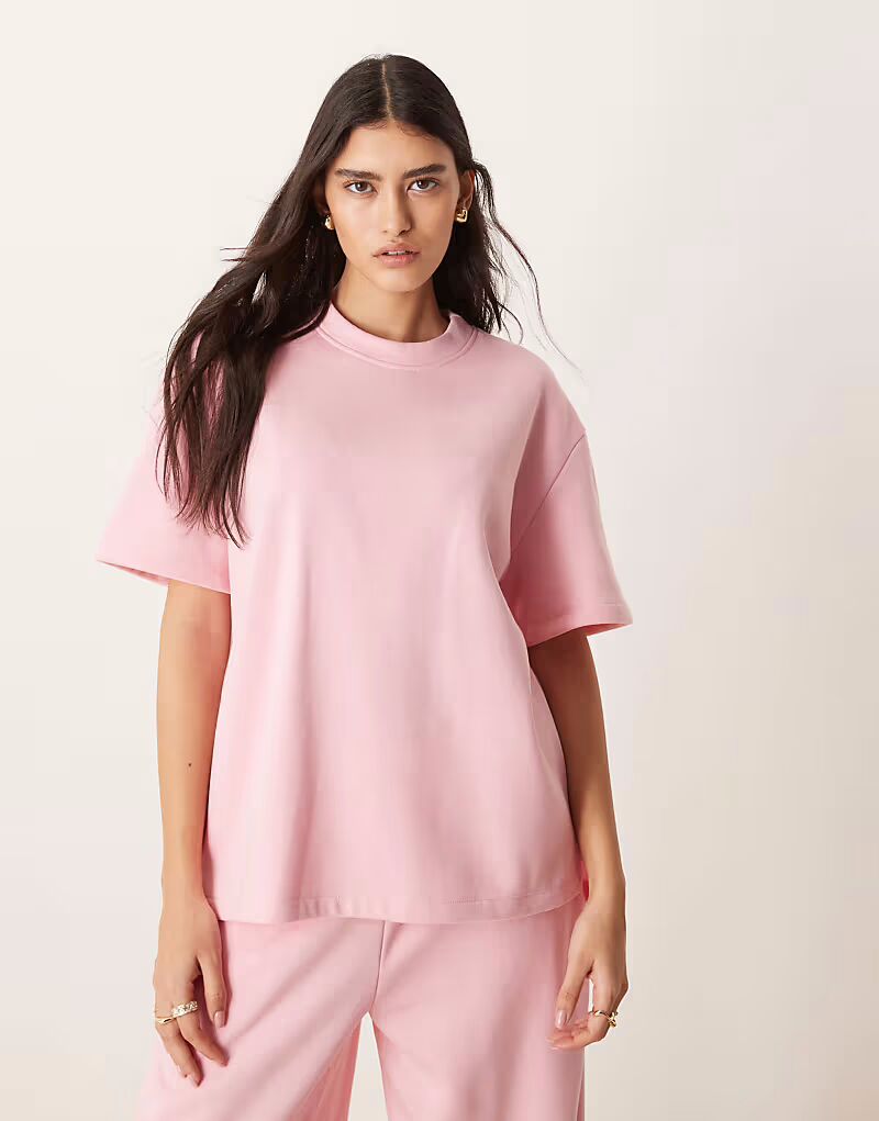 

Футболка-свитшот ASOS DESIGN пастельно-розового цвета