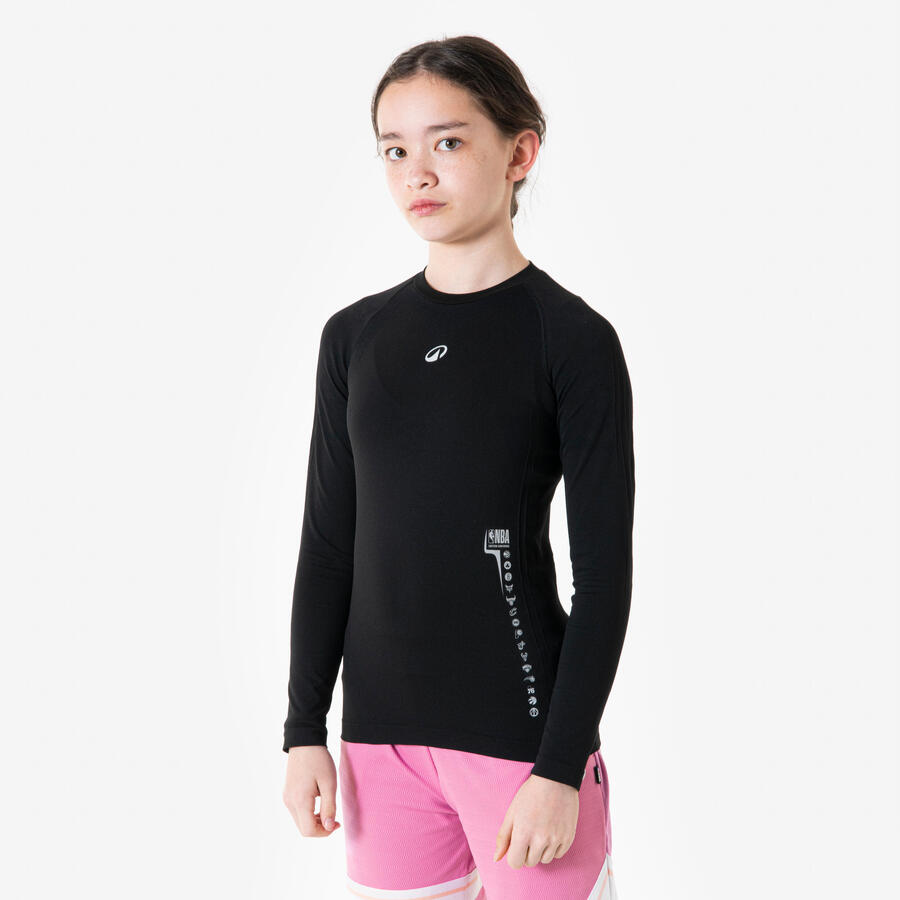 

TARMAK Детская баскетбольная функциональная футболка с длинными рукавами — NBA, черная