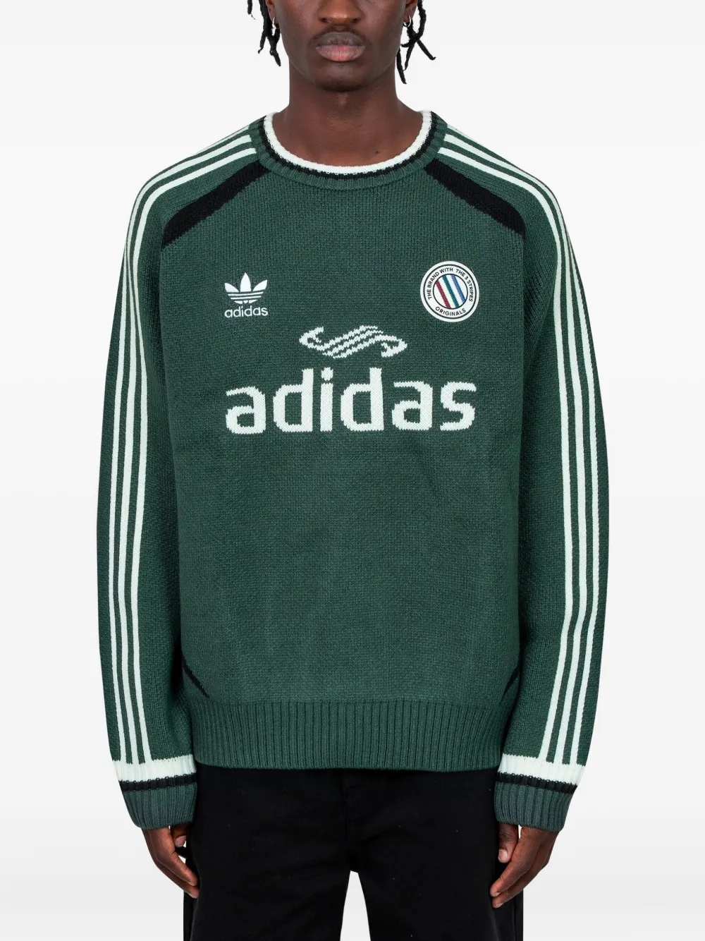 

Полосатый джемпер с длинными рукавами Adidas, зеленый