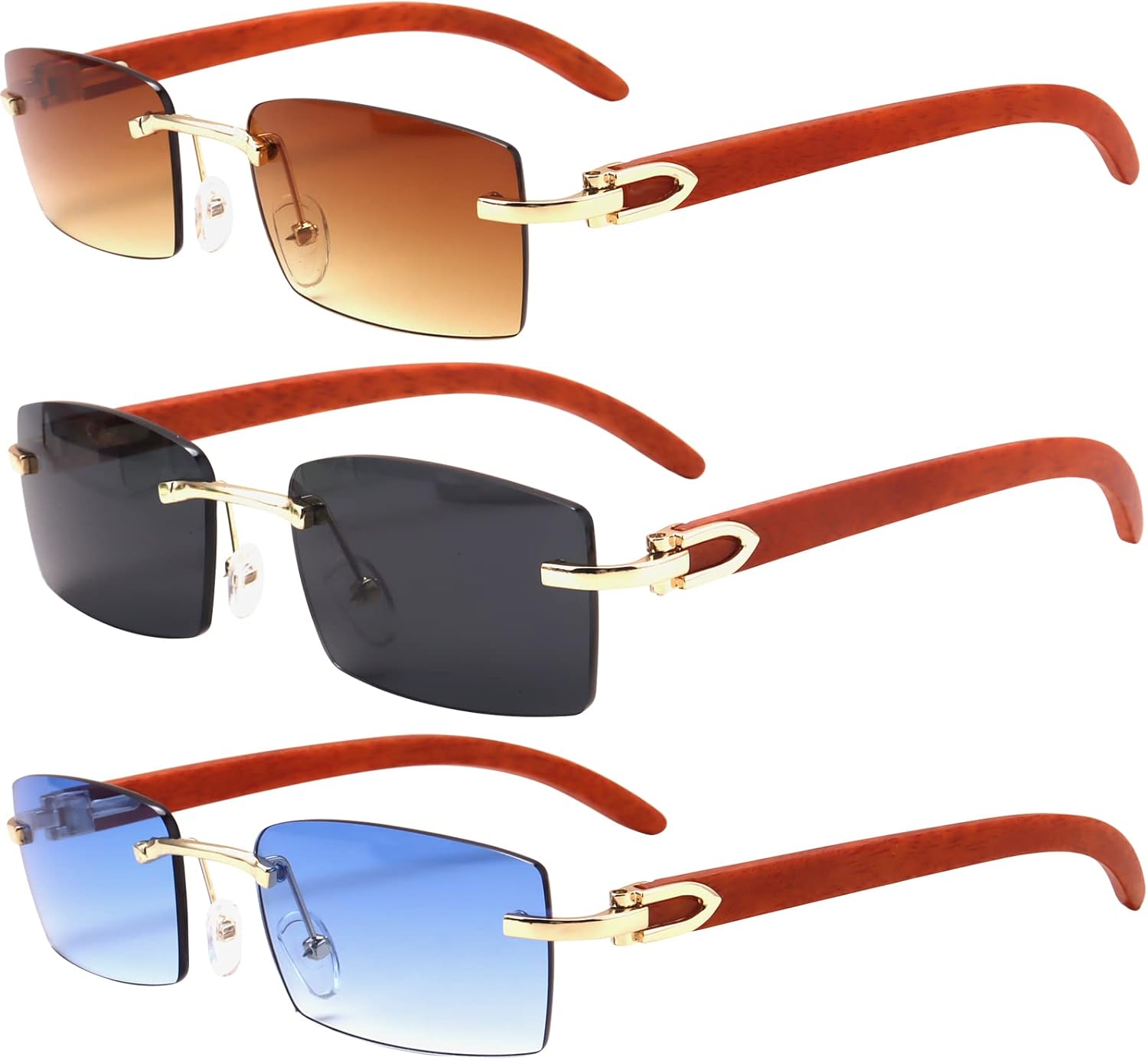 

Солнцезащитные очки Dollger без оправы, прямоугольной формы, для мужчин и женщин, в стиле хип-хоп, деревянные, маленькие квадратные, без оправы, 70-е и 90-е годы, A11:imitation Wood-brown,grey,blue