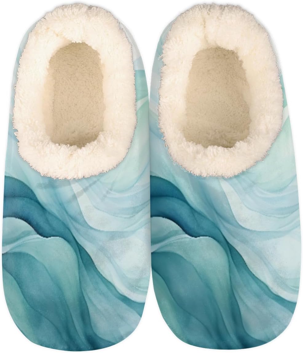 

Тапочки Pardick Fuzzy для женщин и мужчин, абстрактные бирюзово-синие, с противоскользящей подошвой и флисовой подкладкой, домашние тапочки для спальни с мягкой подкладкой, текстурированные теплые тапочки