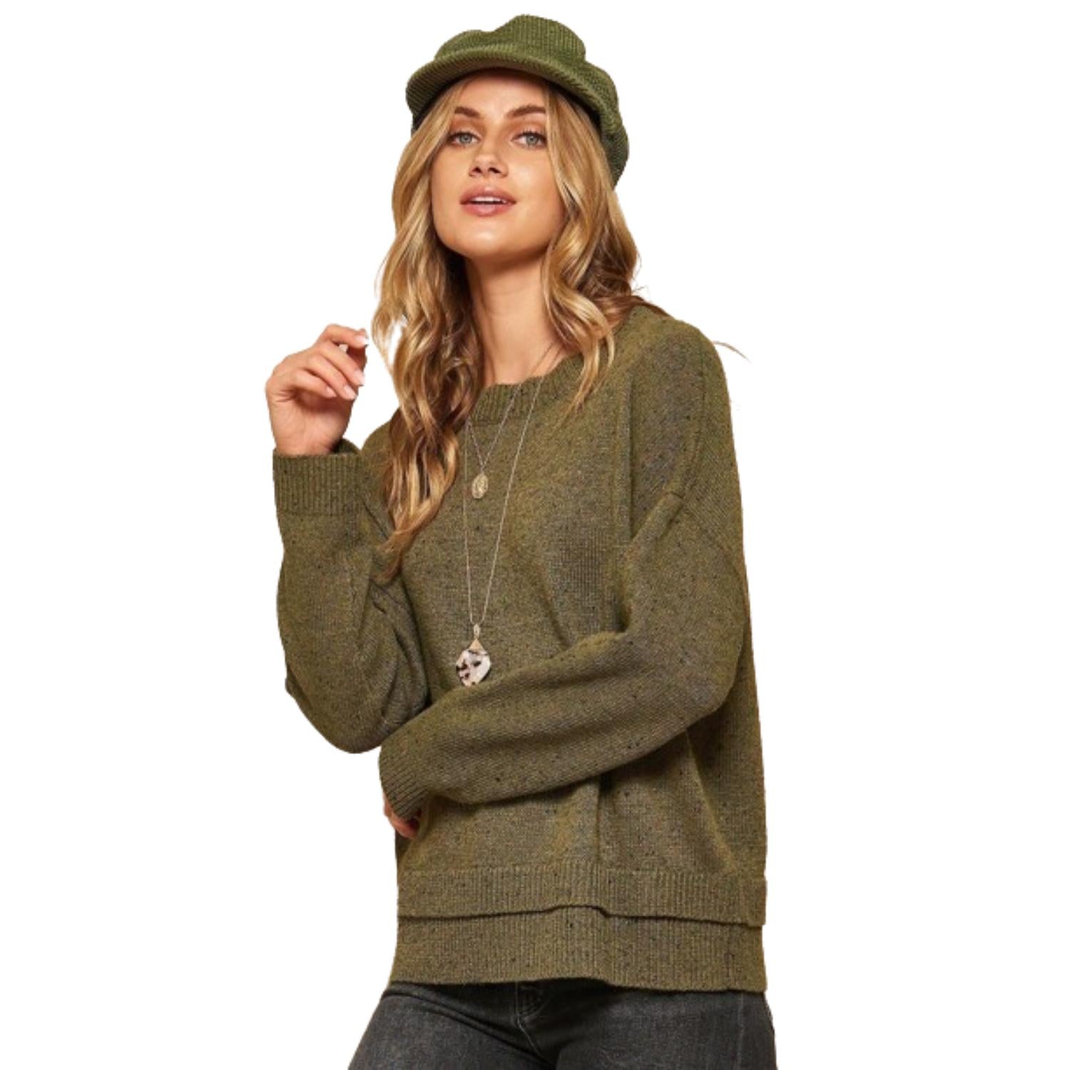 

Разноцветный вязаный свитер FASHNZFAB, оливковый