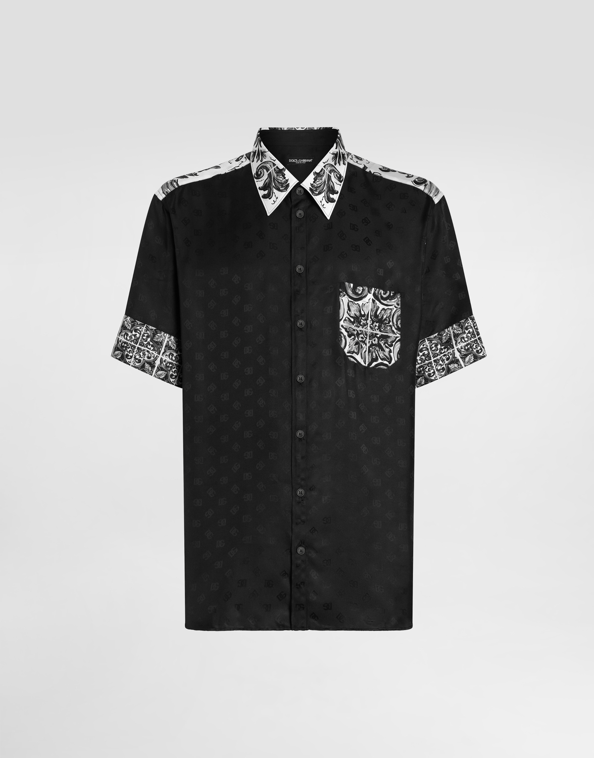 

Гавайская рубашка из шелкового жаккарда с принтом майолика Dolce & Gabbana, мультиколор