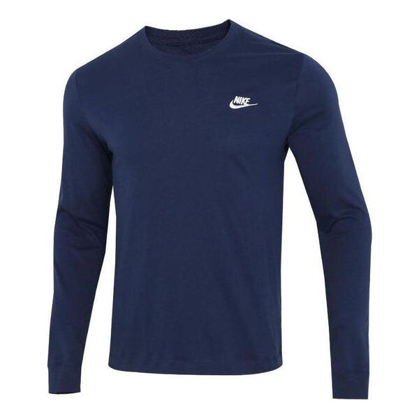 

Футболка Men's Nike Embroidered Logo Solid Color Sports Running Long Sleeves Blue T-Shirt, мультиколор