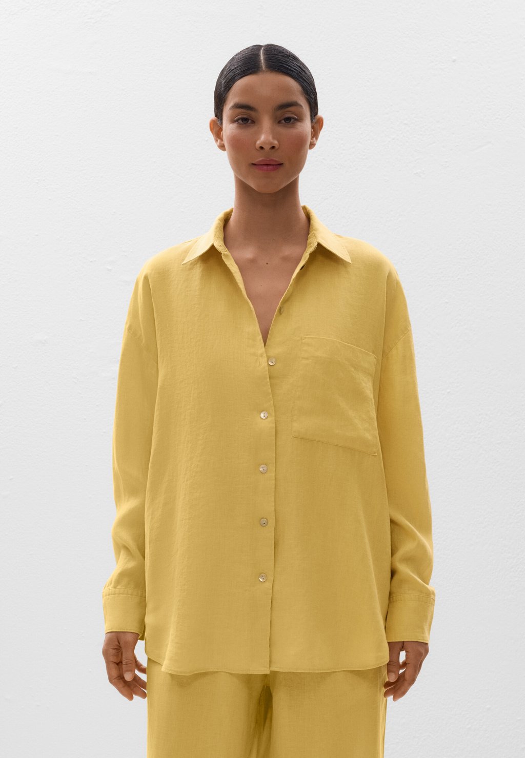 

Рубашка LINEN RELAXED OYSHO, цвет Mottled Yellow