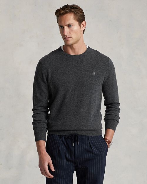 

Шерстяной свитер обычного кроя с круглым вырезом Polo Ralph Lauren, цвет Gray
