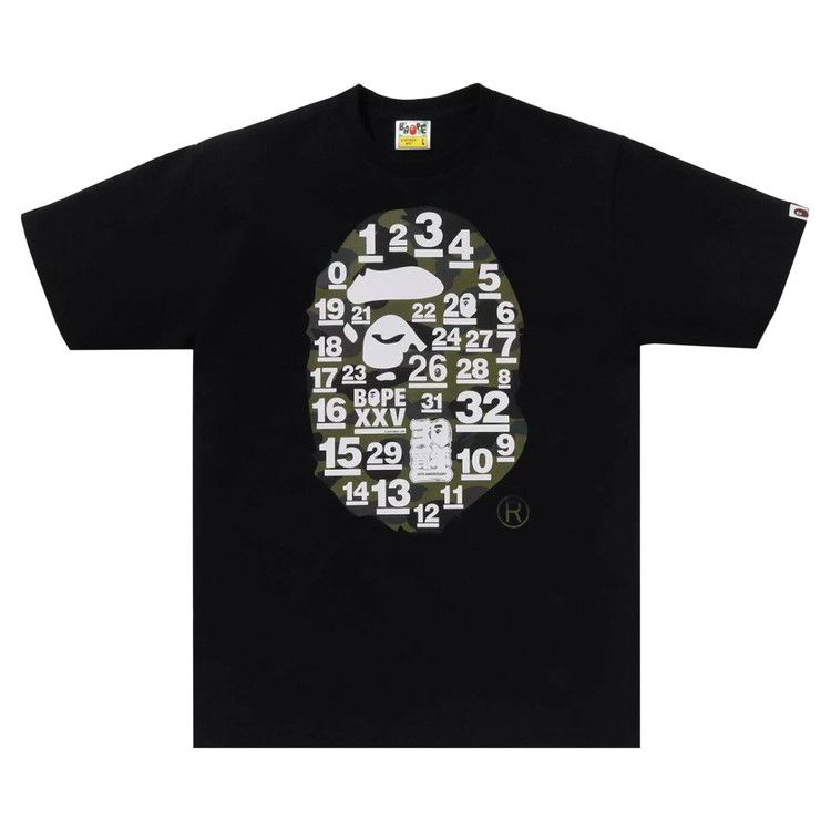 

Футболка BAPE A Bathing Ape 32nd Anniversary 1st Camo Big Ape Head Tee, Black/Green