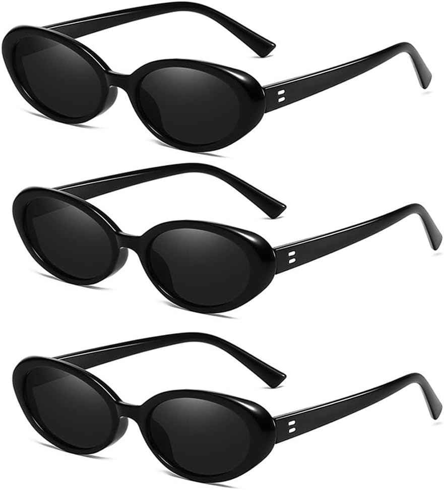 

Солнцезащитные очки в стиле ретро с овальной формой для женщин и мужчин, винтажные очки «кошачий глаз» с защитой от УФ-излучения для ношения на открытом воздухе Ridering, Black*3