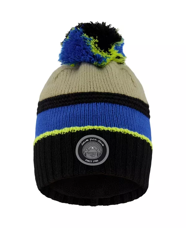 

Вязаная шапка-ушанка с помпоном для мальчиков - для малышей и для взрослых. Deux Par Deux, черный