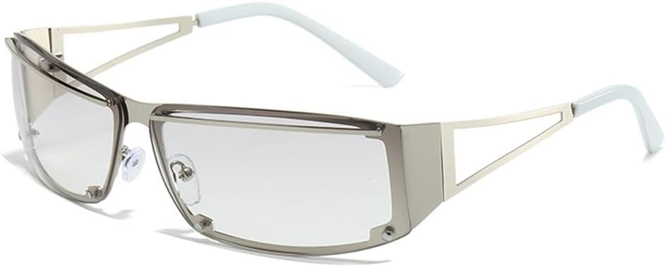 

Солнцезащитные очки в стиле панк Y2K для женщин, без оправы, с градиентным переходом цвета, защита от УФ-излучения UV400, модные очки-обтекатели для женщин и мужчин KTUCN, Silver