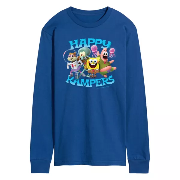 

Мужская футболка с длинным рукавом SpongeBob SquarePants Happy Kampers Nickelodeon, синий