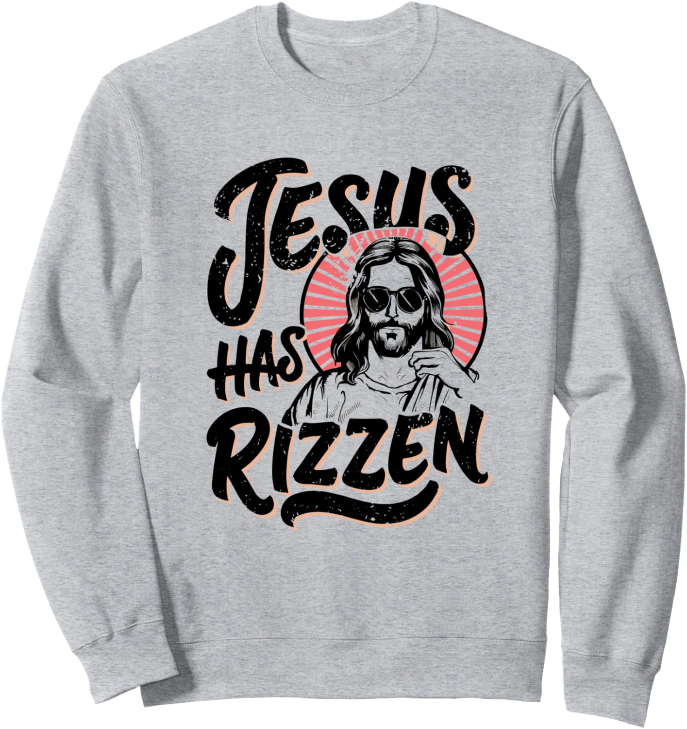 

Забавная христианская мемная толстовка с надписью «Иисус Риззен» Easter Resurrection Funny Vintage Jesus Designs, серый