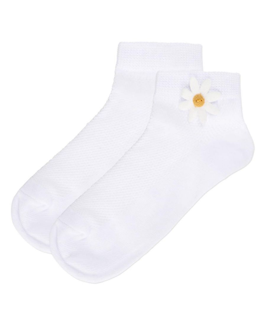 Детские носки-браслеты на щиколотку с аппликацией и кантом MeMoi, White — фото 3
