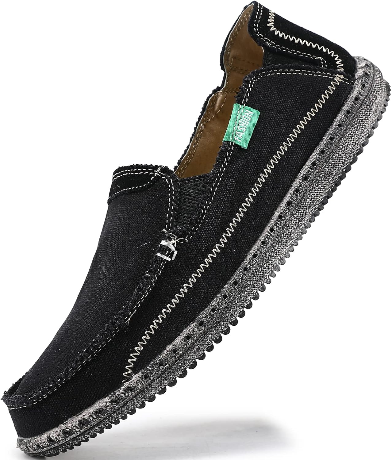 

Мужские слипоны VILOCY, повседневные холщовые лоферы, пляжные и корабельные туфли, винтажные плоские с нулевым перепадом, черный