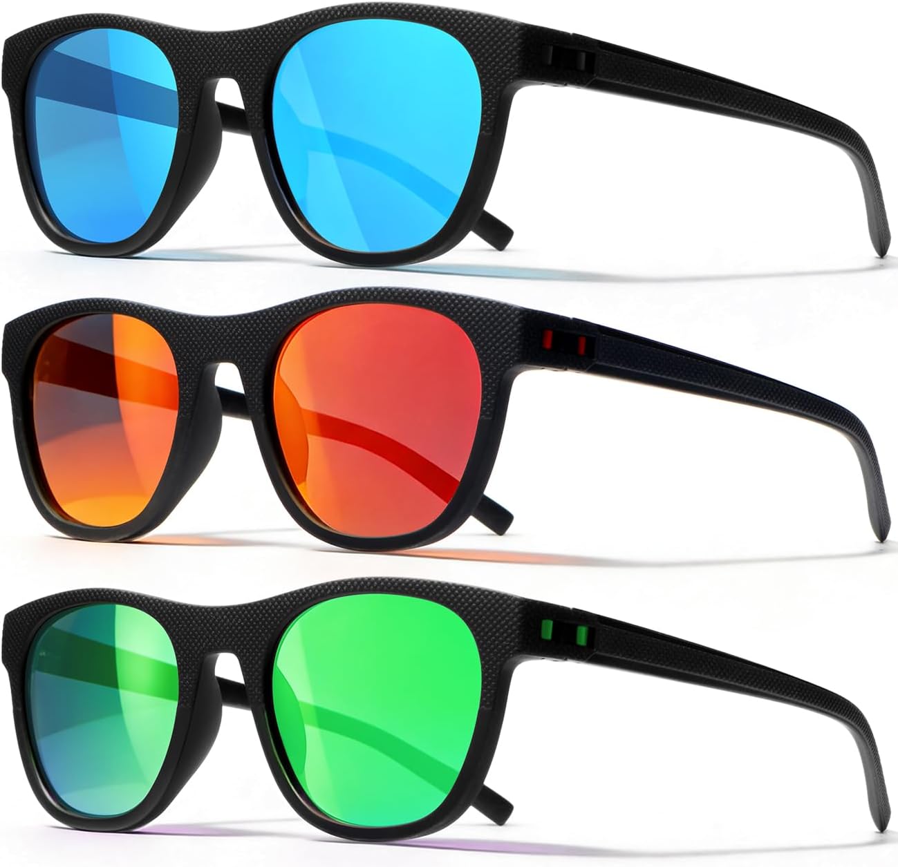 

Комплект из 3 поляризованных солнцезащитных очков для мужчин и женщин, легкие спортивные солнцезащитные очки с защитой от УФ-излучения для вождения, рыбалки и гольфа AWGSEE, 3pack-blue+red+green