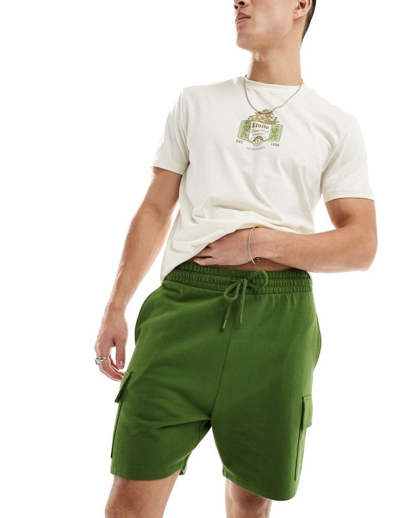 

ASOS DESIGN – зеленые приталенные шорты карго