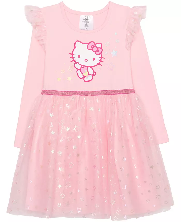 

Платье-пачка с длинными рукавами для девочек и малышек Hello Kitty, розовый