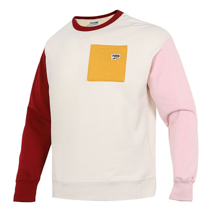 

Худи PUMA Pocket Small Label Colorblock Sports Knit Round Neck Pullover Creamy White 533036-73, кремовый