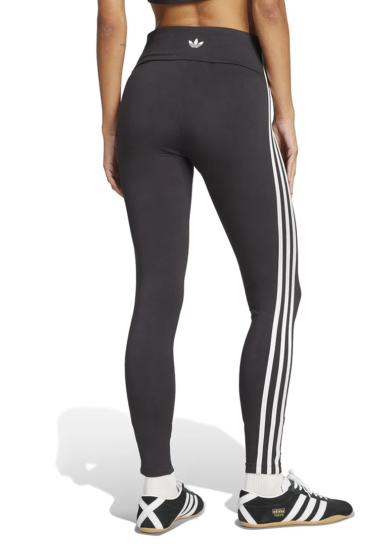 Леггинсы с тремя полосками, Adicolor, Adidas, белый/черный — фото 2