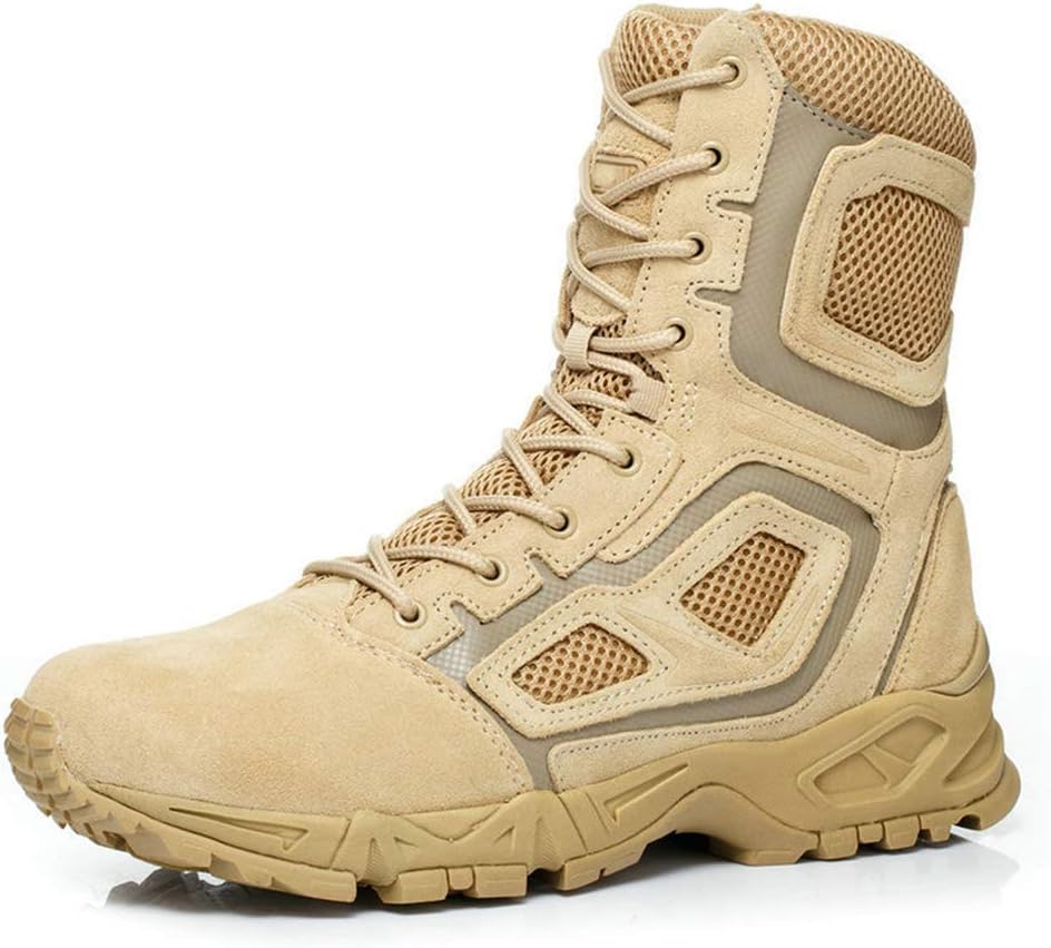 

Мужские тактические ботинки, высокие дышащие боевые ботинки для улицы, альпинизма и походов, армейские, бежевые - 44/UK 9.5/US 10 Jlfzc