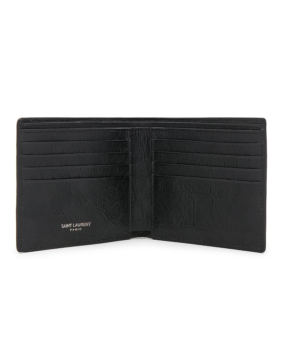 Кошелек с тиснением под крокодила Billfold Saint Laurent, Black — фото 4