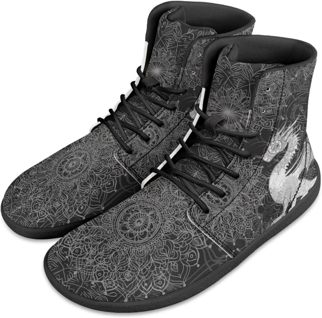 Мужские сандалии Howilath Boho Mandala с животным принтом, обувь, кроссовки с широкой носочной частью, высокие кеды, минималистичные кроссовки с нулевым перепадом, Mandala Dragon Head — фото 4