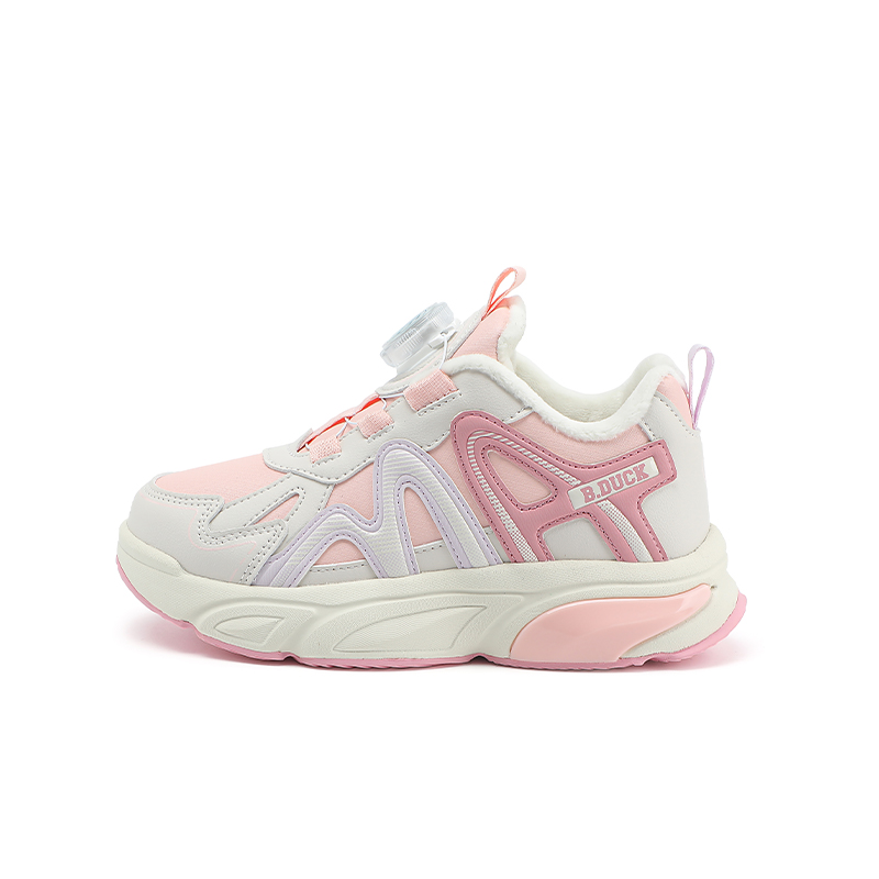 

Износостойкие легкие амортизирующие утепленные низкие детские повседневные кроссовки для детей 3-7 лет B.Duck, бежевый/розовый