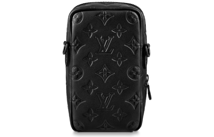 LOUIS VUITTON Кожаный чехол для телефона мужской черный — фото 2