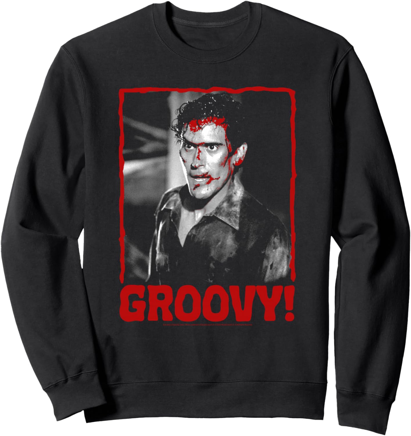 

Толстовка с ретро-принтом в стиле фильма ужасов Зловещие мертвецы 2 с изображением Эша в кровавом стиле Evil Dead 2, черный