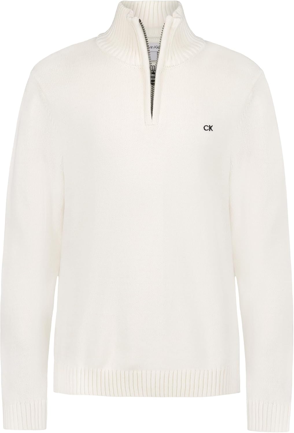 

Джемпер Calvin Klein для мальчиков с застежкой-молнией на половину длины, ребристым вырезом и логотипом, Crisp Linen
