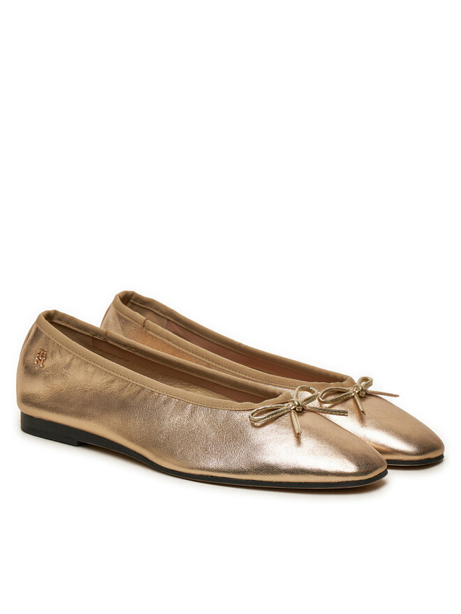 Балетки Tommy Hilfiger Ballerina Soft Leather Metallic FW0FW08452, золотой — фото 2