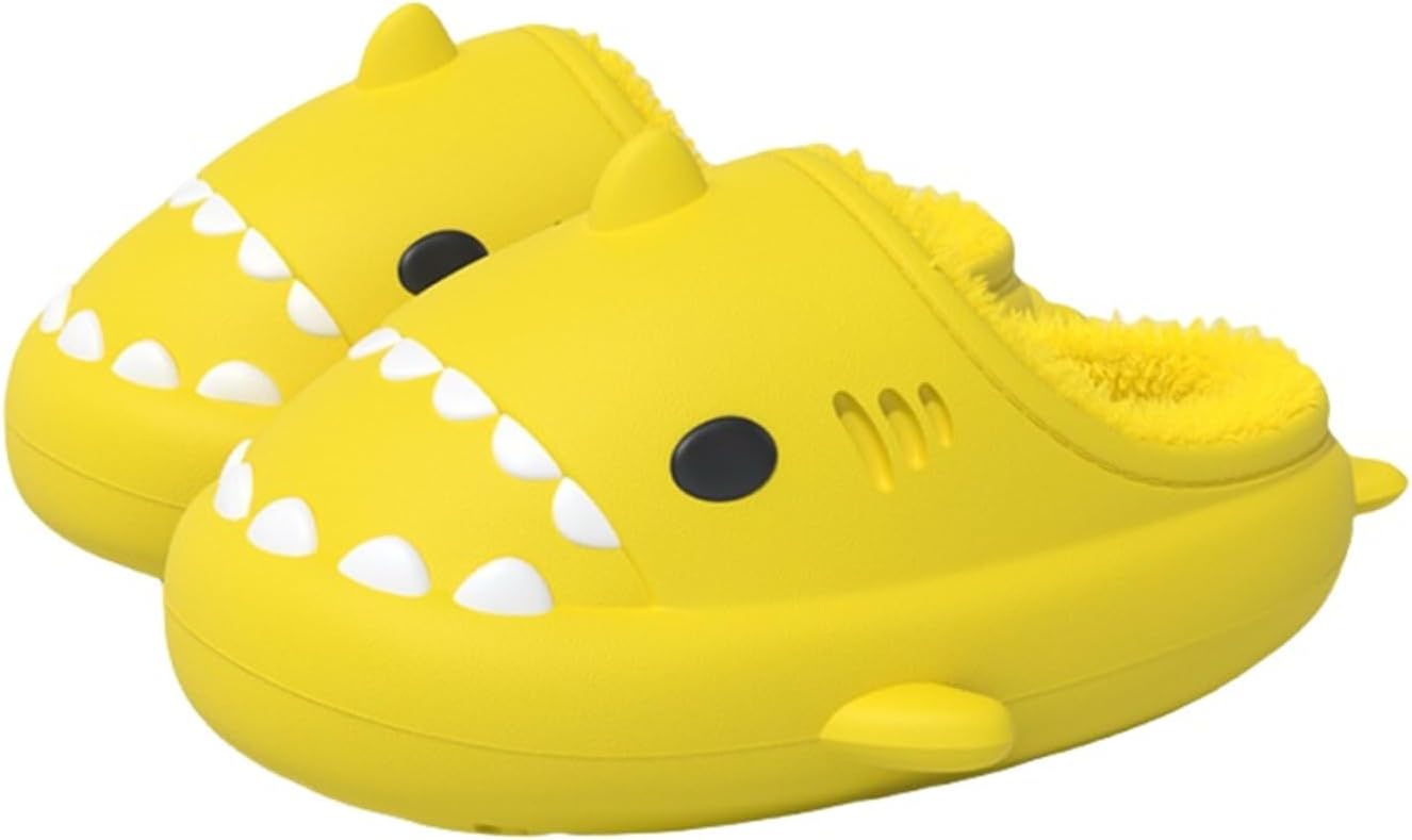 

Зимние шлепанцы Shark Slides, шлепанцы Shark Slides для взрослых и детей, теплые, уютные, плюшевые, водонепроницаемые, нескользящие, для мужчин и женщин Generic, желтый