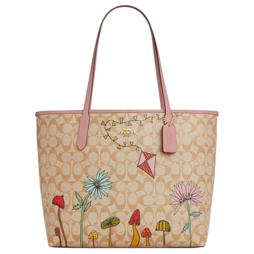 

COACH Сумка-шоппер City Coated Canvas, сумка для покупок, сумка через плечо, женская сумка-туба светло-хаки
