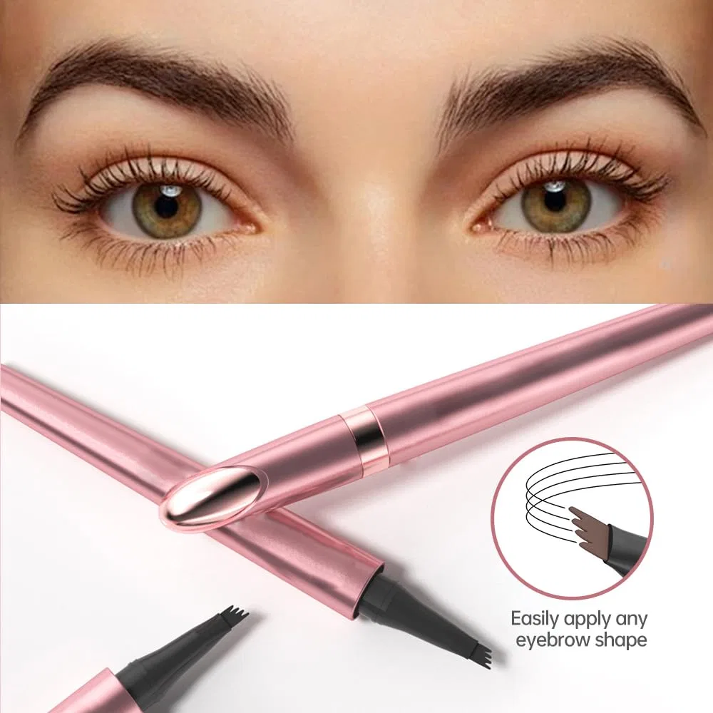 Водостойкий карандаш для бровей 3D Microblading с 4-зубцовым аппликатором, светло-коричневый Generisch, 1# Light Brown — фото 4