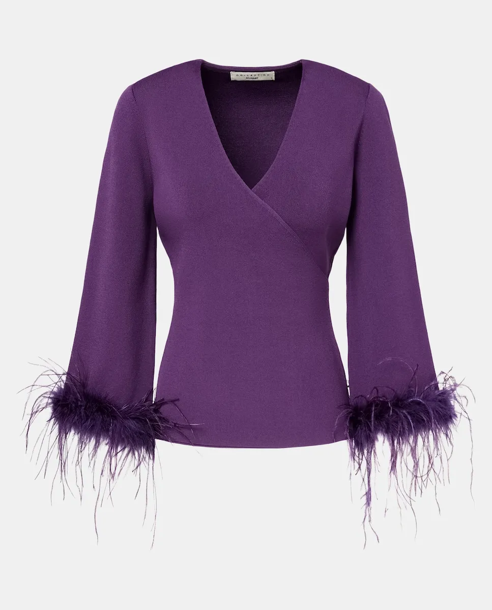 

Женский однотонный джемпер с перекрестным узором Woman El Corte Inglés, фиолетовый