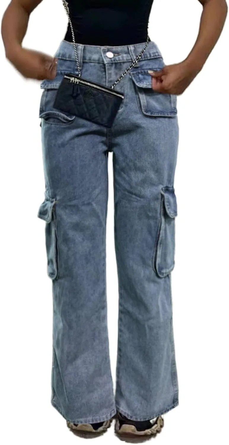 

Женские мешковатые карго джинсы с высокой талией, прямые широкие