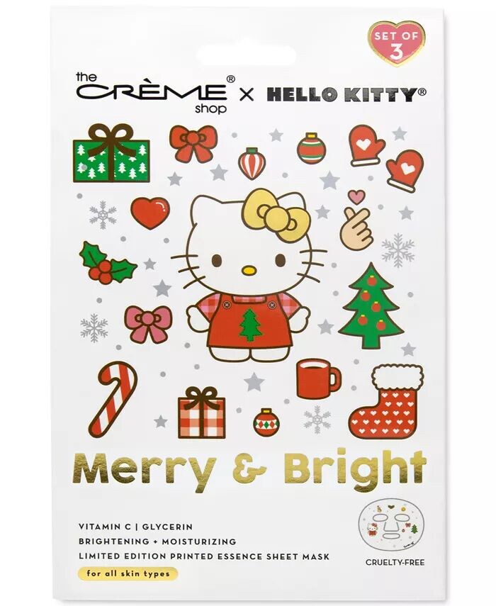 

Тканевая маска с принтом Merry & Bright из коллекции Hello Kitty, набор из 3 шт The Crème Shop