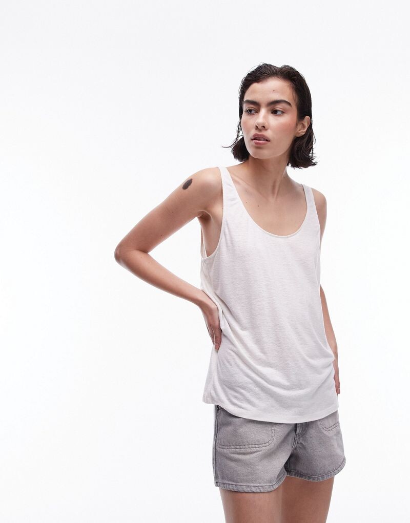 

Белая футболка из искусственного льна Topshop