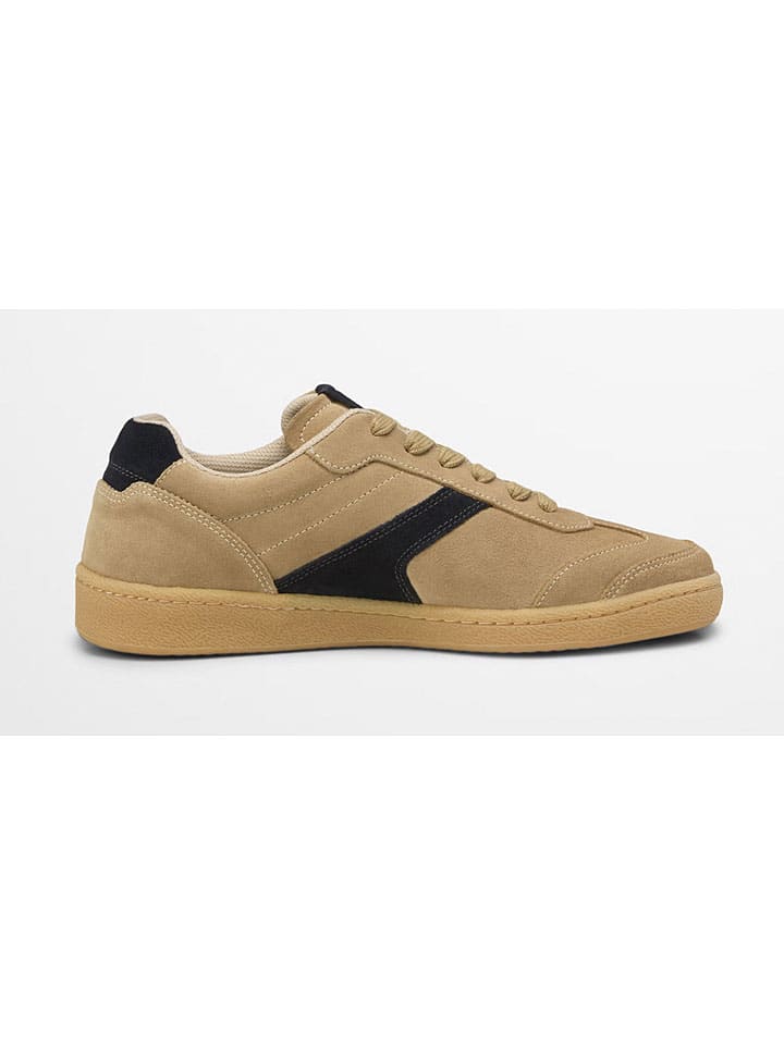 Marc O'Polo Shoes Кожаные кроссовки "Court" бежево-черного цвета — фото 4