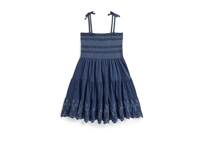 Платье Smocked Eyelet Polo Ralph Lauren Kids, Earth Blue — фото 2