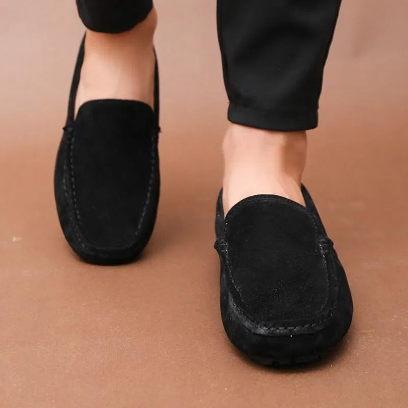 Лоферы замшевые Mens Loafers Shoe Round Toe Suede Vamp Driving Loafers Flexible Slip Resistant Anti-Slip Casual Slip-ons, черный PUGHGAETZF — фото 2
